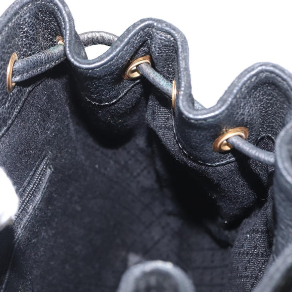 GUCCI Bamboo Backpack Suede Black Gold Auth 155693