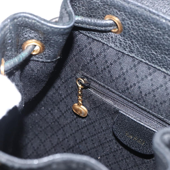 GUCCI Bamboo Backpack Suede Black Gold Auth 155693