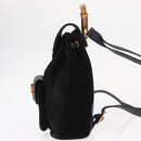 GUCCI Bamboo Backpack Suede Black Gold Auth 155693-4