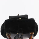 GUCCI Bamboo Backpack Suede Black Gold Auth 155693-6
