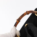 GUCCI Bamboo Backpack Suede Black Gold Auth 155693-8