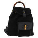GUCCI Bamboo Backpack Suede Black Gold 003 1956 0030 Auth 155694-1
