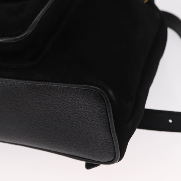GUCCI Bamboo Backpack Suede Black Gold 003 1956 0030 Auth 155694