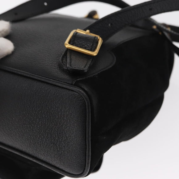 GUCCI Bamboo Backpack Suede Black Gold 003 1956 0030 Auth 155694