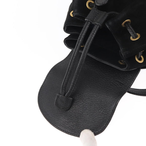 GUCCI Bamboo Backpack Suede Black Gold 003 1956 0030 Auth 155694