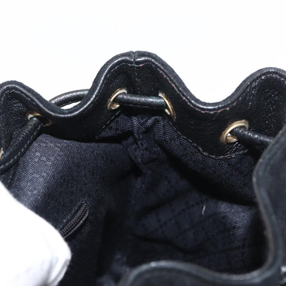 GUCCI Bamboo Backpack Suede Black Gold 003 1956 0030 Auth 155694