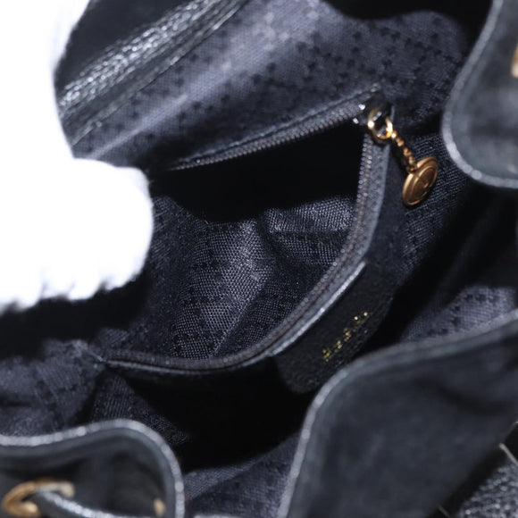 GUCCI Bamboo Backpack Suede Black Gold 003 1956 0030 Auth 155694