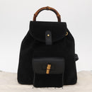 GUCCI Bamboo Backpack Suede Black Gold 003 1956 0030 Auth 155694-12