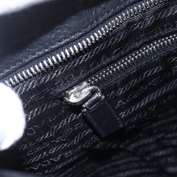 PRADA Schoudertas Leer Zwart Zilver Auth 155697A
