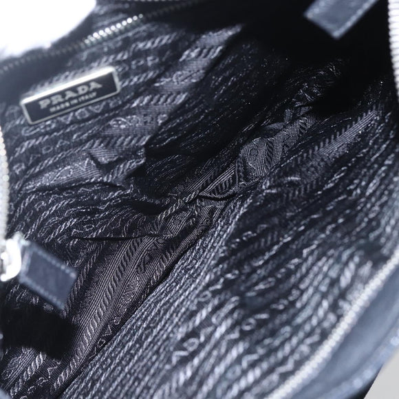 PRADA Shoulder Bag Leather Black Silver Auth 155697