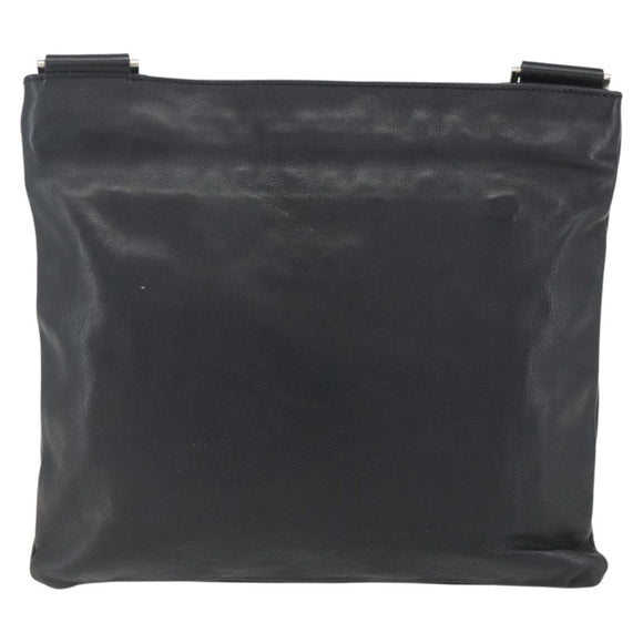 PRADA Schoudertas Leer Zwart Zilver Auth 155697A