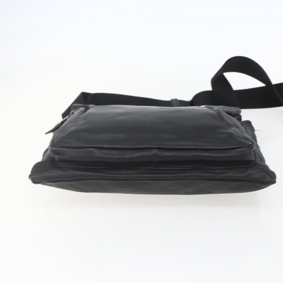 PRADA Schoudertas Leer Zwart Zilver Auth 155697A