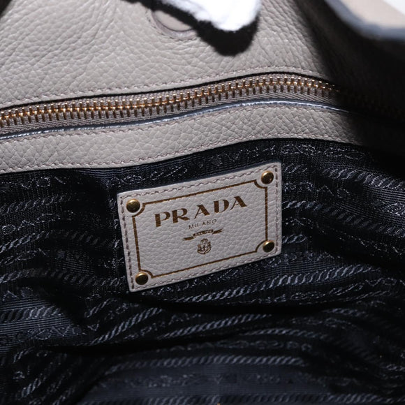 PRADA Shoulder Bag Leather Gray Gold Auth 155698