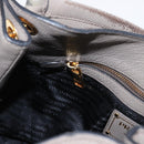 PRADA Shoulder Bag Leather Gray Gold Auth 155698-19