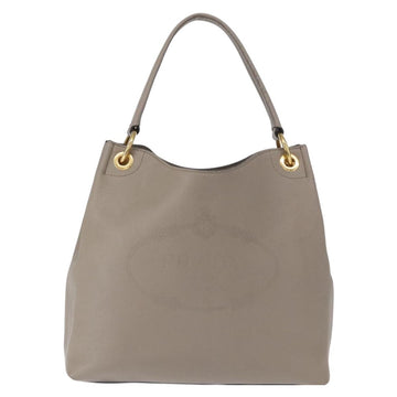PRADA Shoulder Bag Leather Gray Gold Auth 155698 - 0