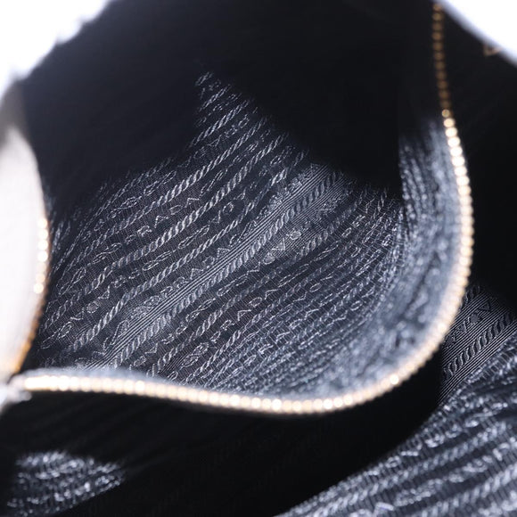 PRADA Shoulder Bag Leather Gray Gold Auth 155698