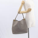 PRADA Shoulder Bag Leather Gray Gold Auth 155698-22