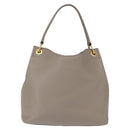 PRADA Shoulder Bag Leather Gray Gold Auth 155698-3