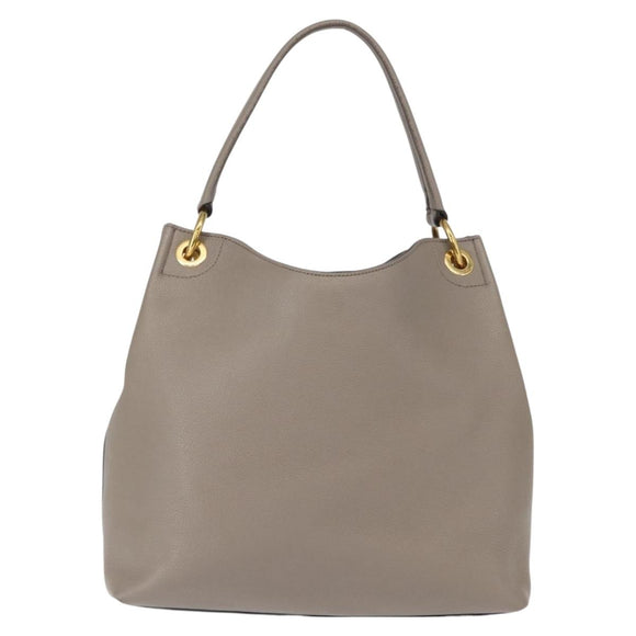 PRADA Shoulder Bag Leather Gray Gold Auth 155698