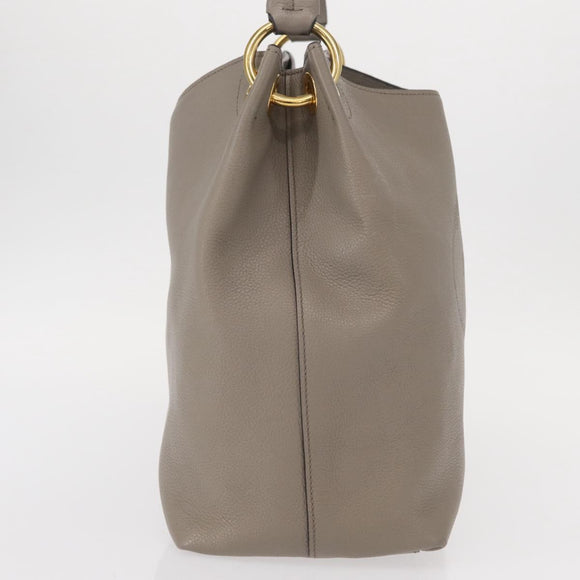PRADA Shoulder Bag Leather Gray Gold Auth 155698
