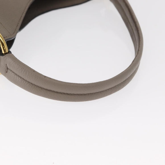 PRADA Shoulder Bag Leather Gray Gold Auth 155698