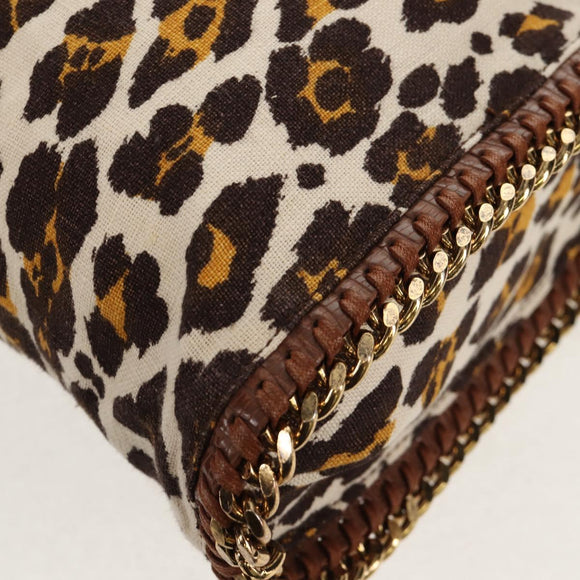 Stella MacCartney Chain Falabella Bag Canvas Brown Gold 234387 Auth 155699