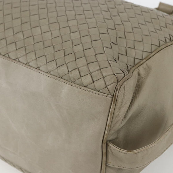 BOTTEGA VENETA INTRECCIATO Hand Bag Leather Beige Gold Auth 155700