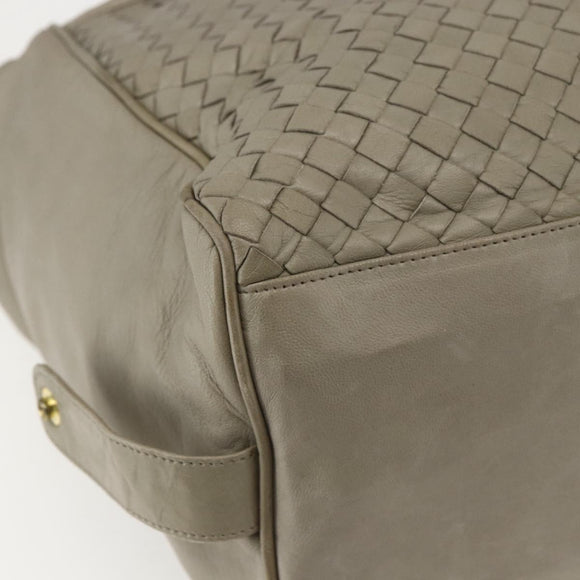 BOTTEGA VENETA INTRECCIATO Hand Bag Leather Beige Gold Auth 155700