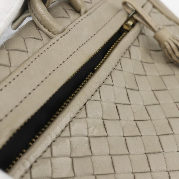 BOTTEGA VENETA INTRECCIATO Hand Bag Leather Beige Gold Auth 155700