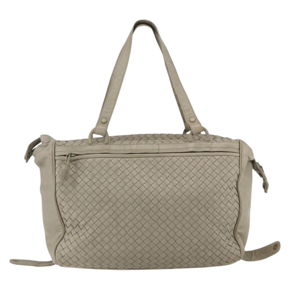 BOTTEGA VENETA INTRECCIATO Hand Bag Leather Beige Gold Auth 155700