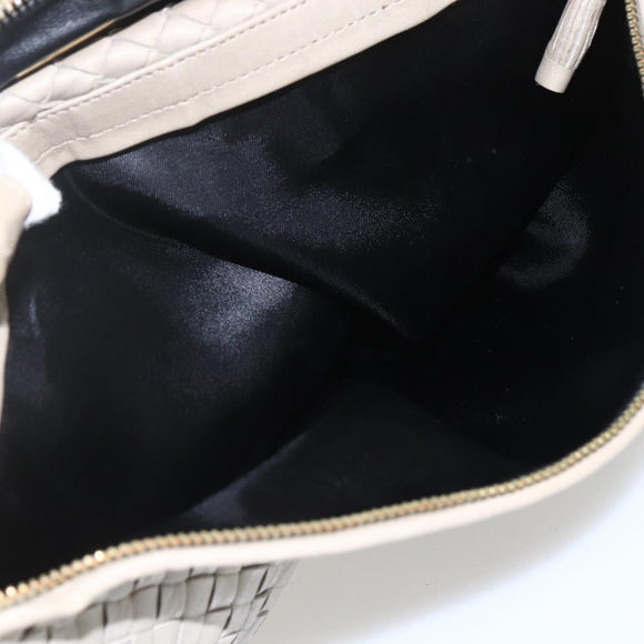 BOTTEGA VENETA INTRECCIATO Hand Bag Leather Beige Gold Auth 155700