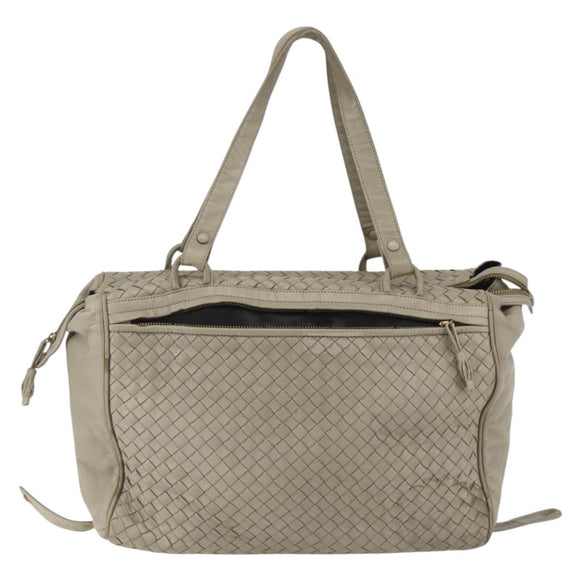 BOTTEGA VENETA INTRECCIATO Hand Bag Leather Beige Gold Auth 155700