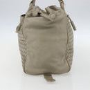 BOTTEGA VENETA INTRECCIATO Hand Bag Leather Beige Gold Auth 155700-3