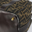 FENDI Zucca Canvas Hand Bag Black Brown gold Auth 155701-9