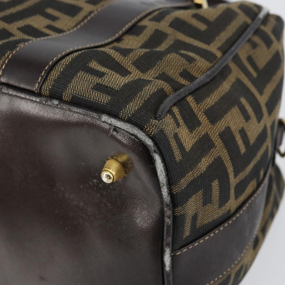FENDI Zucca Canvas Hand Bag Black Brown gold Auth 155701