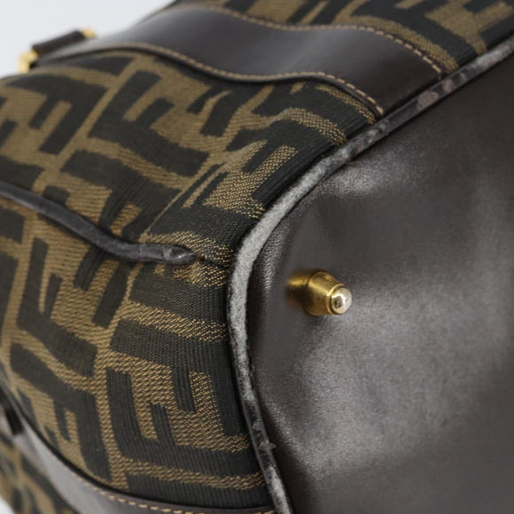 FENDI Zucca Canvas Hand Bag Black Brown gold Auth 155701
