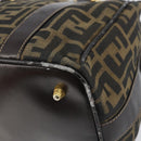 FENDI Zucca Canvas Hand Bag Black Brown gold Auth 155701-16