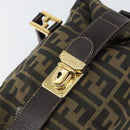 FENDI Zucca Canvas Hand Bag Black Brown gold Auth 155701-18