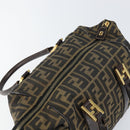 FENDI Zucca Canvas Hand Bag Black Brown gold Auth 155701-16