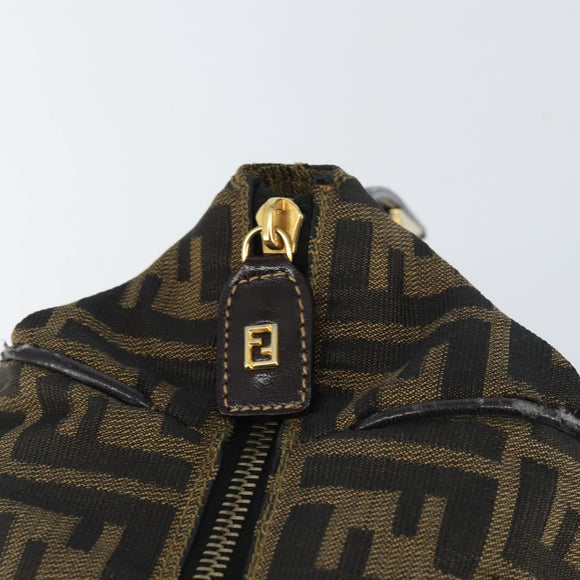 FENDI Zucca Canvas Hand Bag Black Brown gold Auth 155701