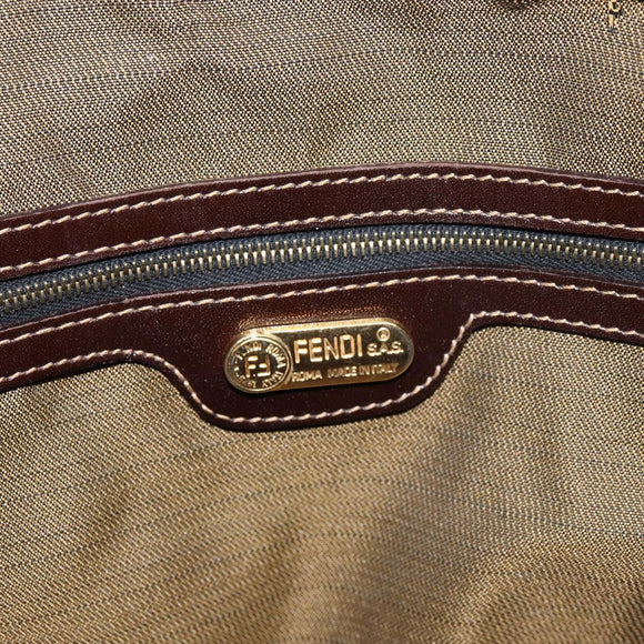 FENDI Zucca Canvas Hand Bag Black Brown gold Auth 155701