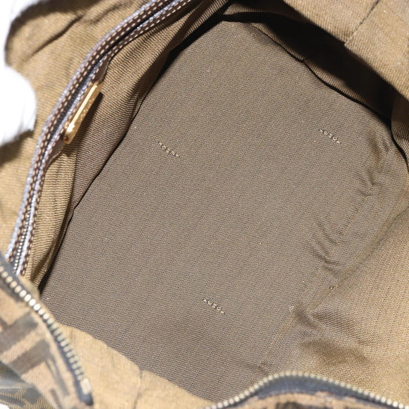 FENDI Zucca Canvas Hand Bag Black Brown gold Auth 155701