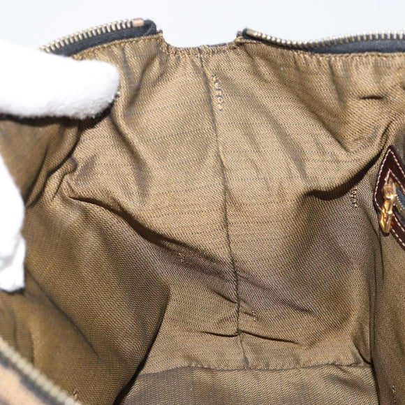 FENDI Zucca Canvas Hand Bag Black Brown gold Auth 155701