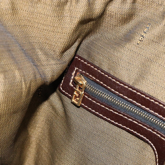 FENDI Zucca Canvas Hand Bag Black Brown gold Auth 155701