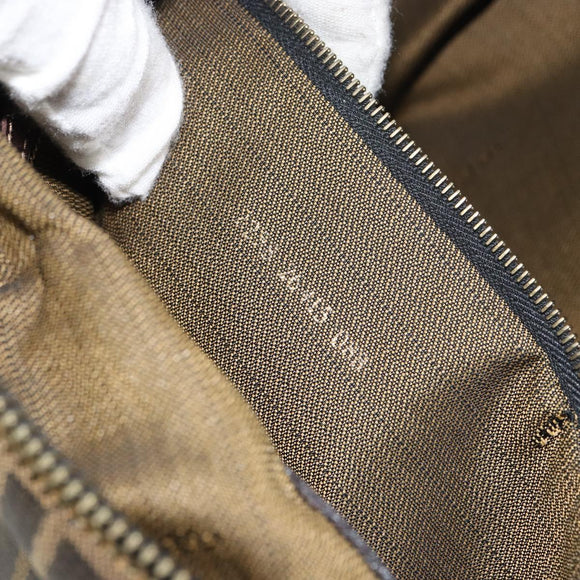 FENDI Zucca Canvas Hand Bag Black Brown gold Auth 155701