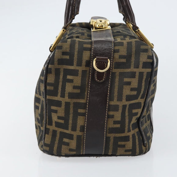 FENDI Zucca Canvas Hand Bag Black Brown gold Auth 155701