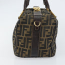 FENDI Zucca Canvas Hand Bag Black Brown gold Auth 155701-3