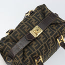 FENDI Zucca Canvas Hand Bag Black Brown gold Auth 155701-6