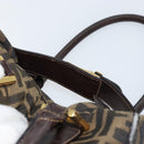FENDI Zucca Canvas Hand Bag Black Brown gold Auth 155701-7