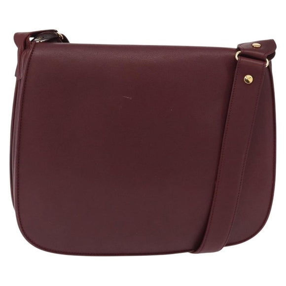 CARTIER Must Line Shoulder Bag Leather Bordeaux Gold Auth 155704
